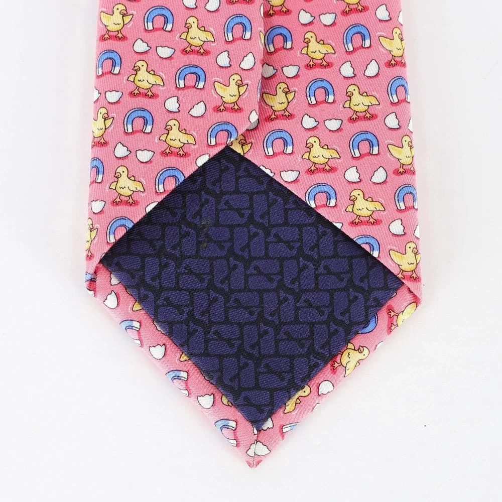 VINEYARD VINES Marthas 100% Silk Necktie USA Designer Pink Checks Magnets